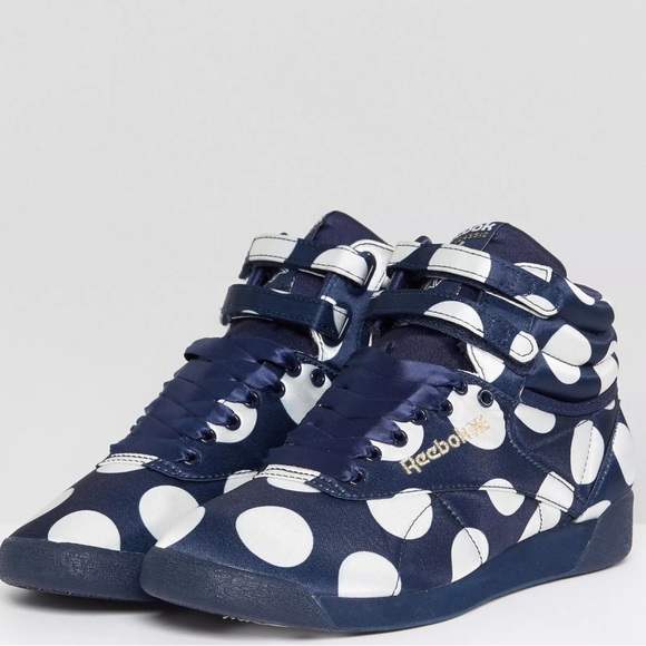 Reebok x ASOS White | Freestyle Satin Dot Sneakers - Picture 2 of 7